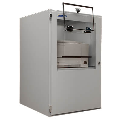 Ein Armagard Staubschutzgehäuse Drucker IP54 mit installiertem Laserdrucker